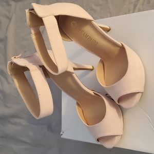 Dream Pairs Pink Suede Peep-Toe Stilletos, Sz 7.5
